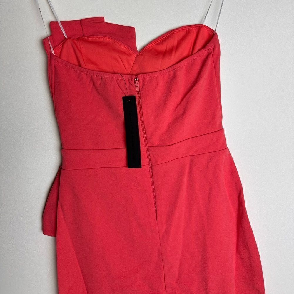 Coral pleated tube top dress - Picture 8 of 11